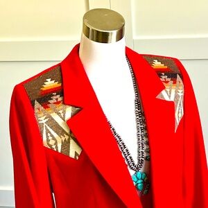 Vintage Red Wool Pendleton Falcon Crest Aztec Blazer